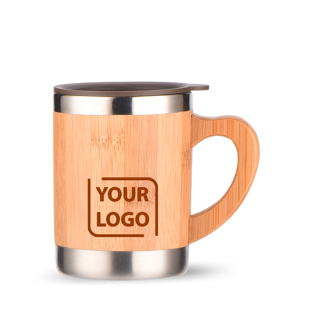 Custom Promotional Bamboo Coffee Mug with Handle from Factory