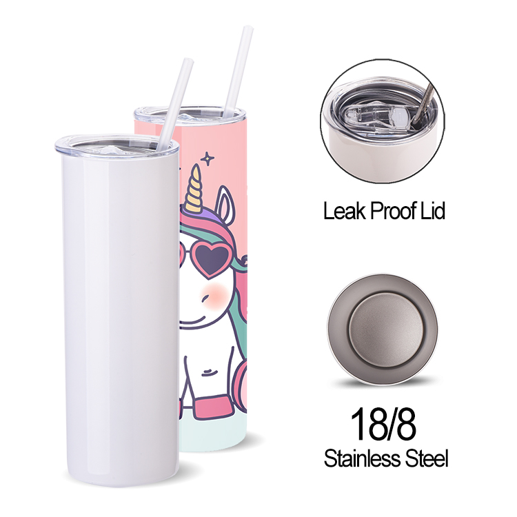 Wholesale 20 OZ Sublimation Blanks Luminous Skinny Tumbler Straight Tumbler  with Straw Glow Manufacturer and Supplier