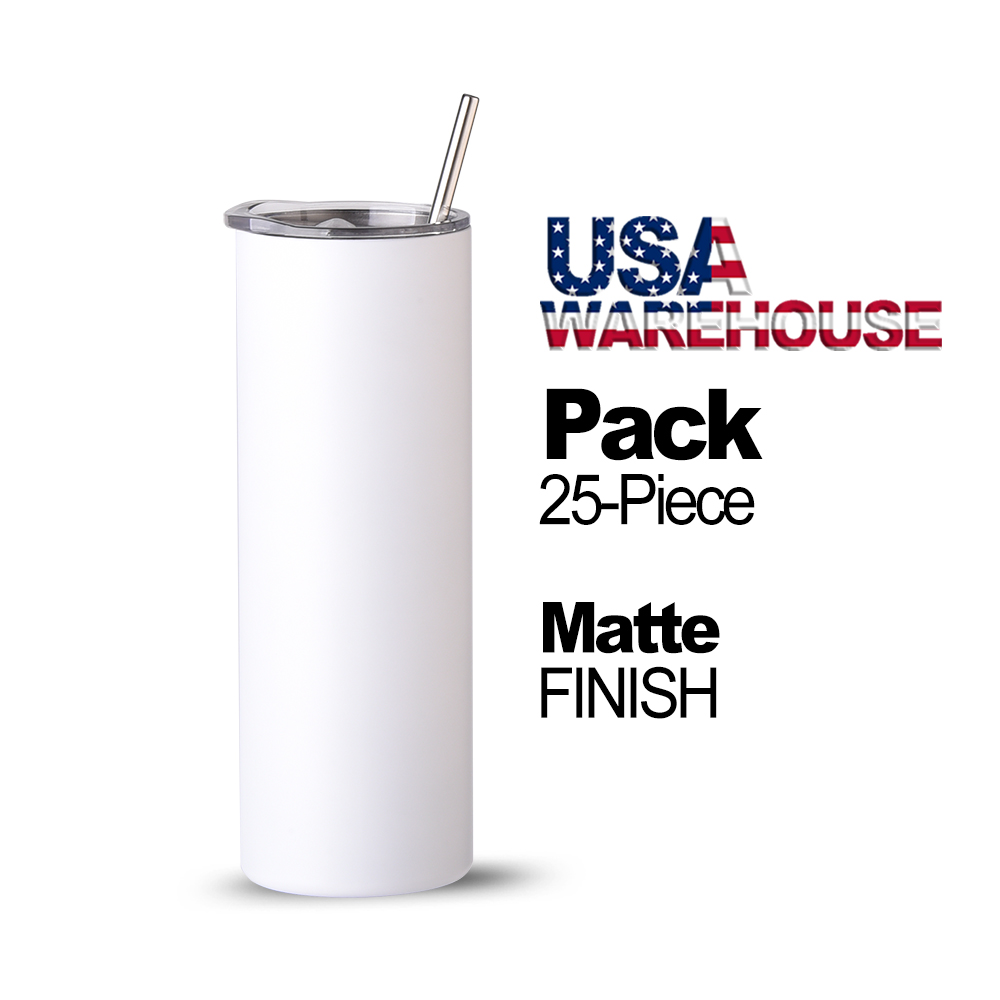 20oz or 30oz Straight Matte White Sublimation Skinny Tumbler