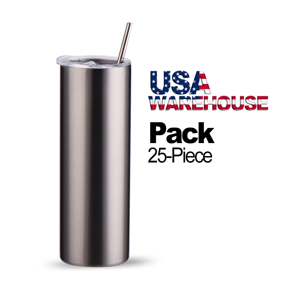 Stainless Steel Straw Top Sublimation Water Bottle - 20oz.