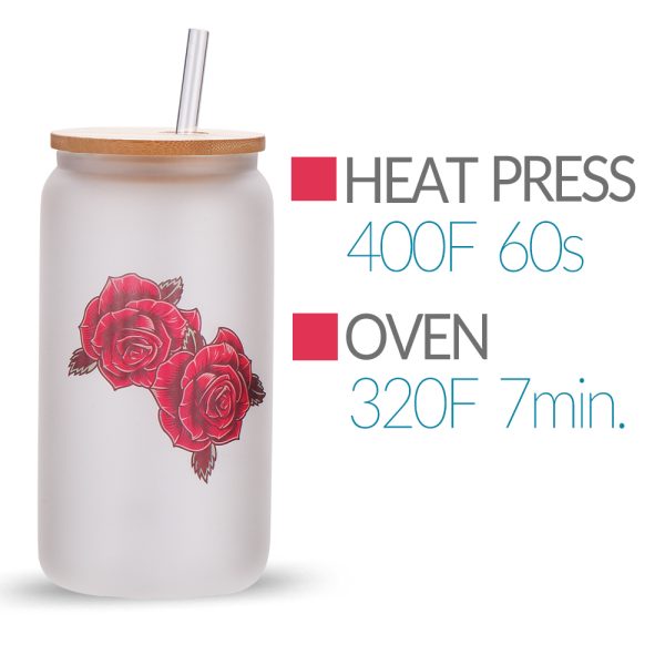 Custom Promotional 25 Count 16oz Sublimation Glass Beer Can with Bamboo Lid  and Straw from Factory