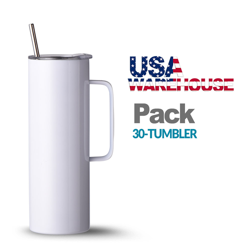 20oz Sublimatable Skinny Tumbler w/ Handle