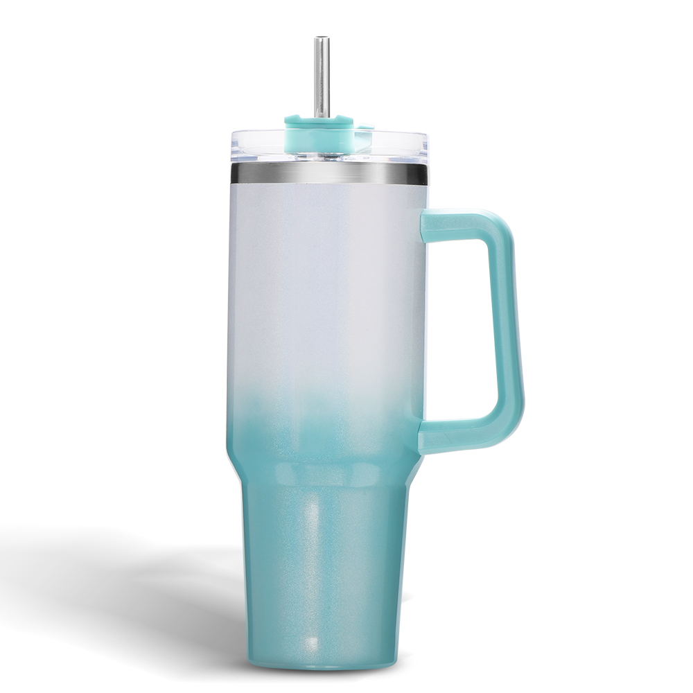 Modern 40 Oz Tumblers For Sublimation With Handle, Straw Lid, And