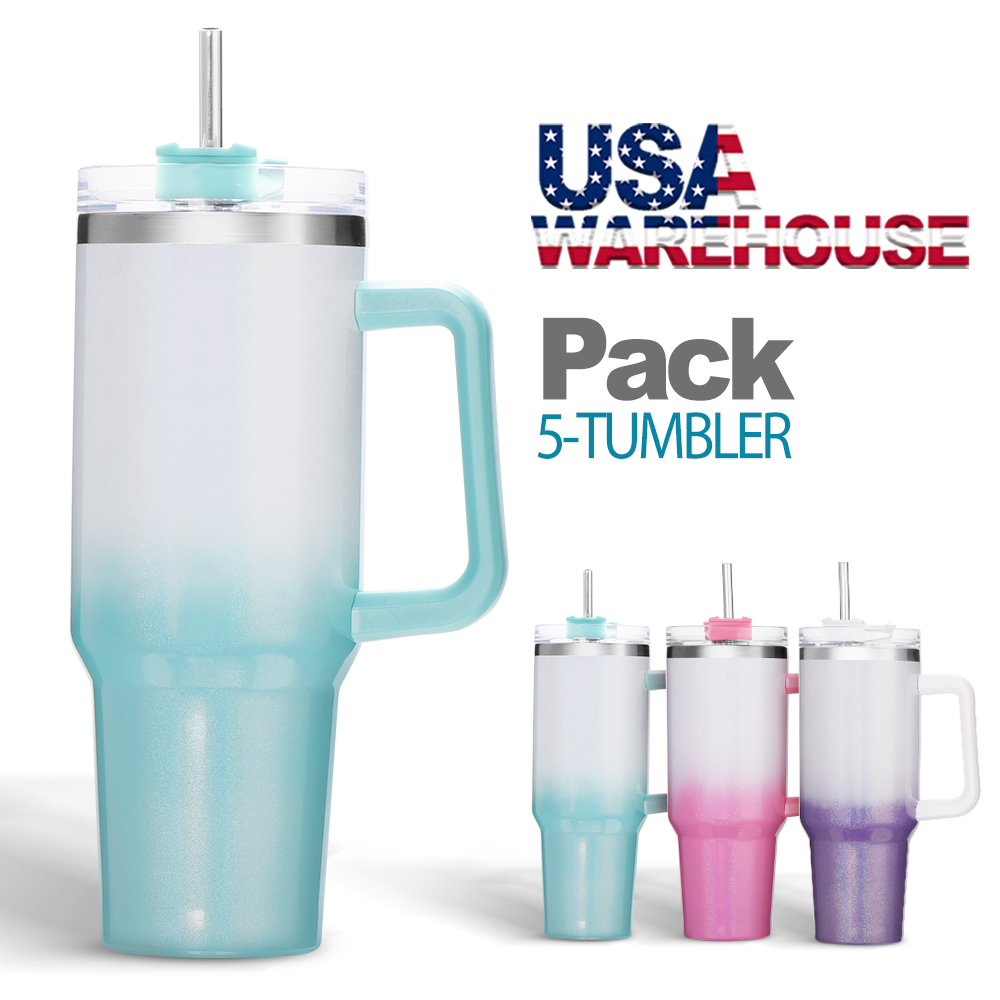  2 Pack 40oz Sublimation Tumbler With Handle And Straw