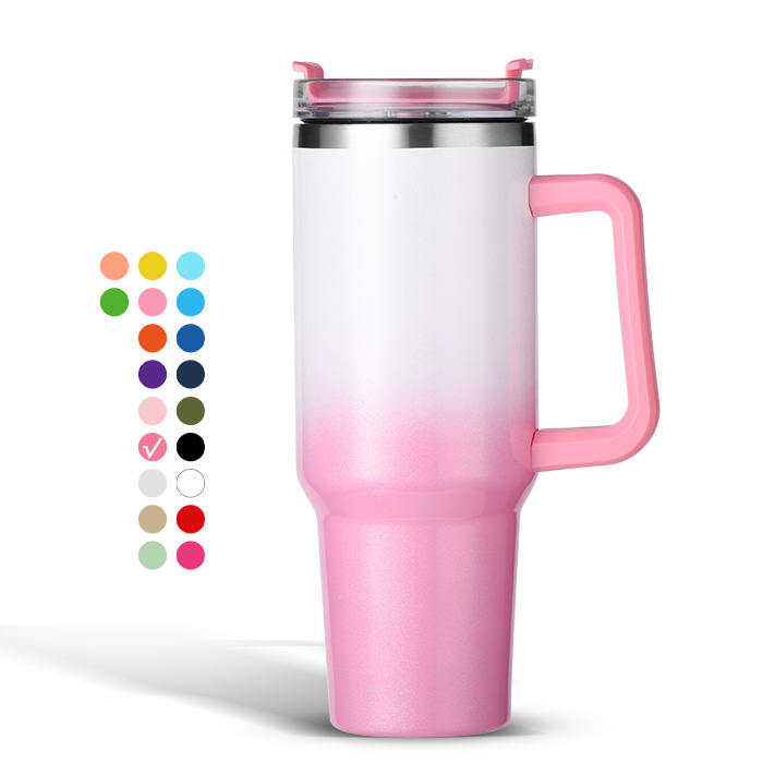 1Pc LOGO 40oz Sublimation Glitter Tumbler with Handle Lid Straw Big  Capacity Shimmer Glossy Water Bottle Outdoor Camping Cup Stainless Steel  Vacuum