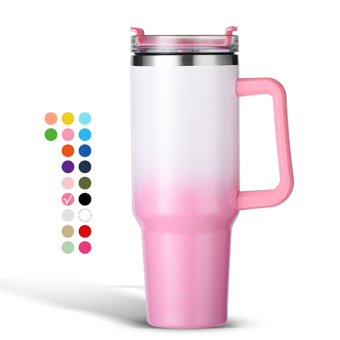 US shipping wholesale 40oz Stanley Ombre Glitter Gradient Tumbler Shimmer  Mug 20pack Stainless Steel Insulated with Handle and Lid with Optional Straw