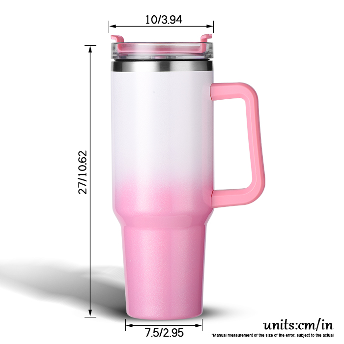 Ready to Ship 40 oz Ombre Shimmer Sublimation Tumbler W/ Handle