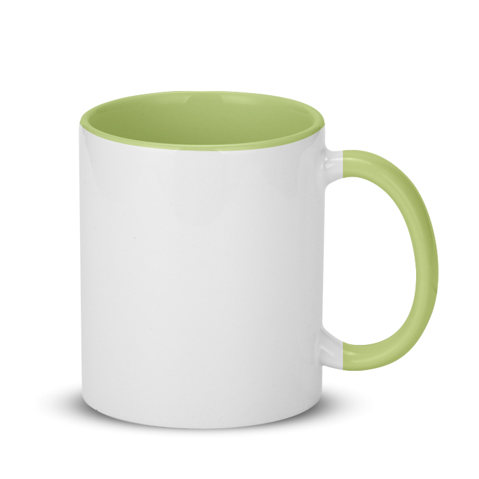 MR.R 11oz Sublimation Blank Coffee Mugs,Cup Blank White Mug Cup with Green  Color Mug Inner and Handle,Set of 2