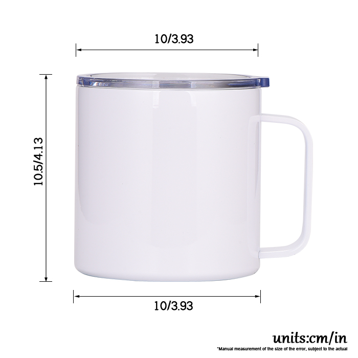 Custom Promotional 40-Pack 13OZ Stainless Steel Double-Layer Sublimation Coffee  Mug With Handle And Lid from Factory