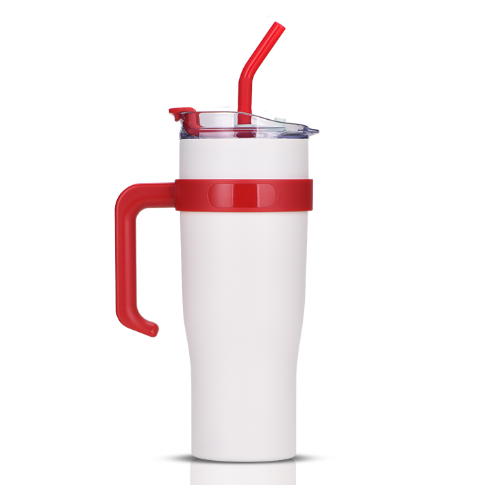 40 oz. Double Wall Tumbler With Handle and Straw - Item #BTL127 -   Custom Printed Promotional Products